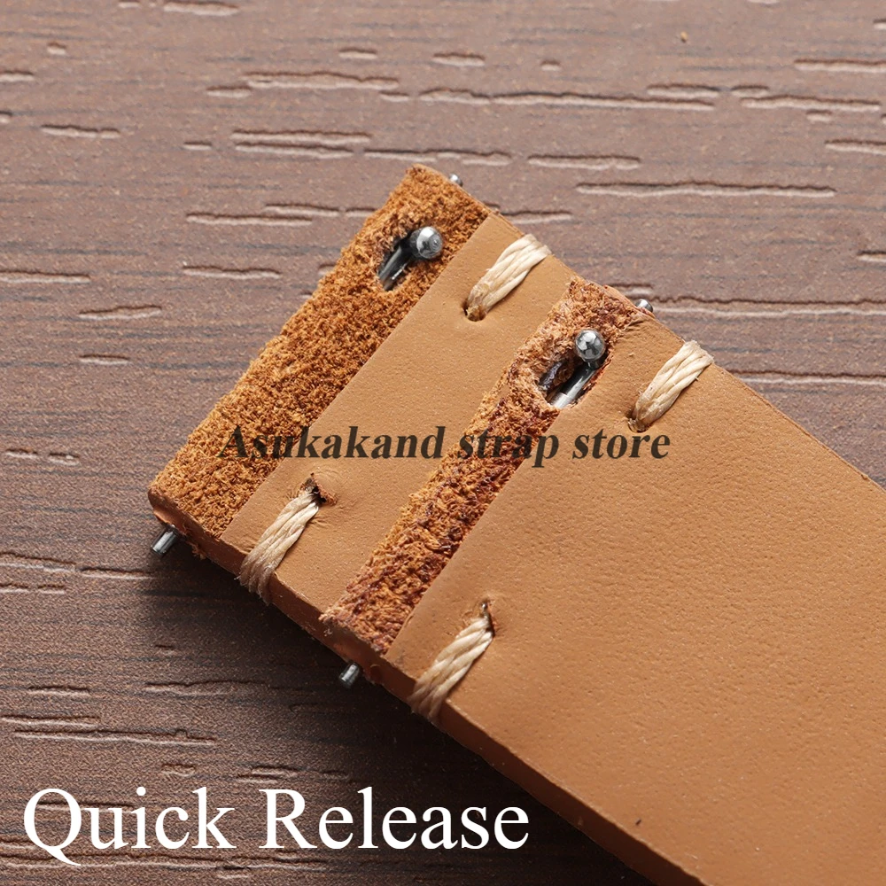 Genuine Leather Quick Release Watch Band with Soft Suede Strap - Calfskin Bracelet