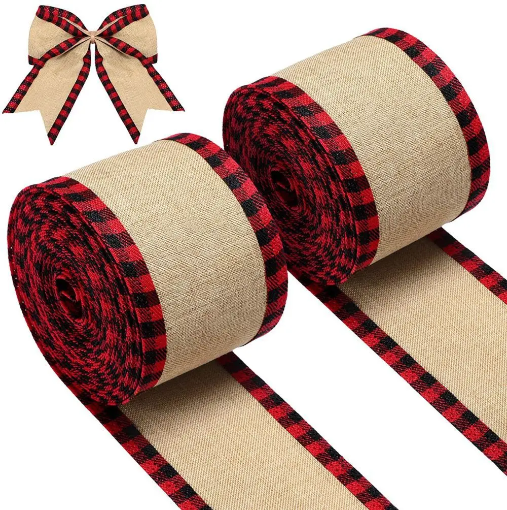 6.3cm width 5.5M / Roll Natural Jute Rope Ribbons DIY Crafts Handmade for Christmas Tree bowtie decoration Wedding Gift Wrapping