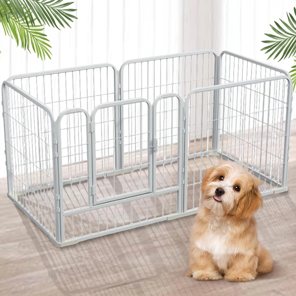 6 Panels Dog Playpen Fence Foldable Exercise Puppy Kennel Cage Heavy Duty Dog Exercise Fence for Dog Cat Rabbit Pet Exercise