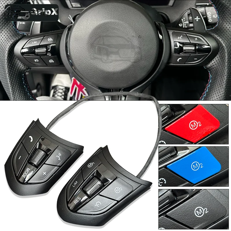 BMW M 스포츠 D 형 스티어링 휠에 적합 검정색 버튼 F40 M135i F87 M2 F80 M3 F82 M4 X3 M X4 M F85 X5 빨간색 및 파란색 버튼