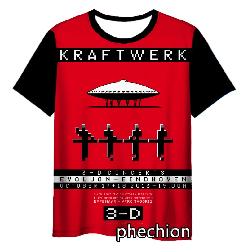 phechion New Fashion Men/Women Kraftwerk Rock 3D Print Short Sleeve T-Shirt Casual Hip Hop Summer T Shirt Tops S218