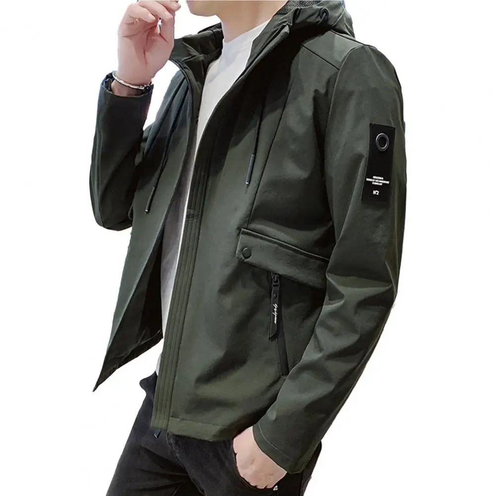

Мужская куртка с капюшоном, пальто на молнии с карманами, верхняя одежда для осени и зимы