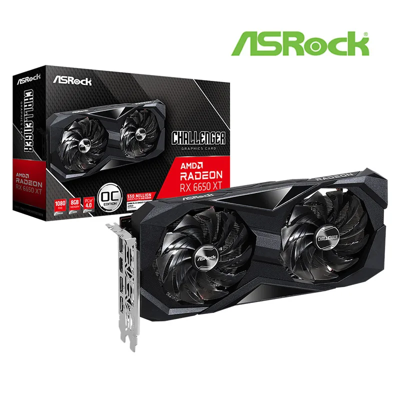  ASROCK New AMD Radeon RX 6650 XT Challenger D 8GB OC RX 6650XT GDDR6 128-bit 6650XT  Video Cards GPU Graphic Card DeskTop 