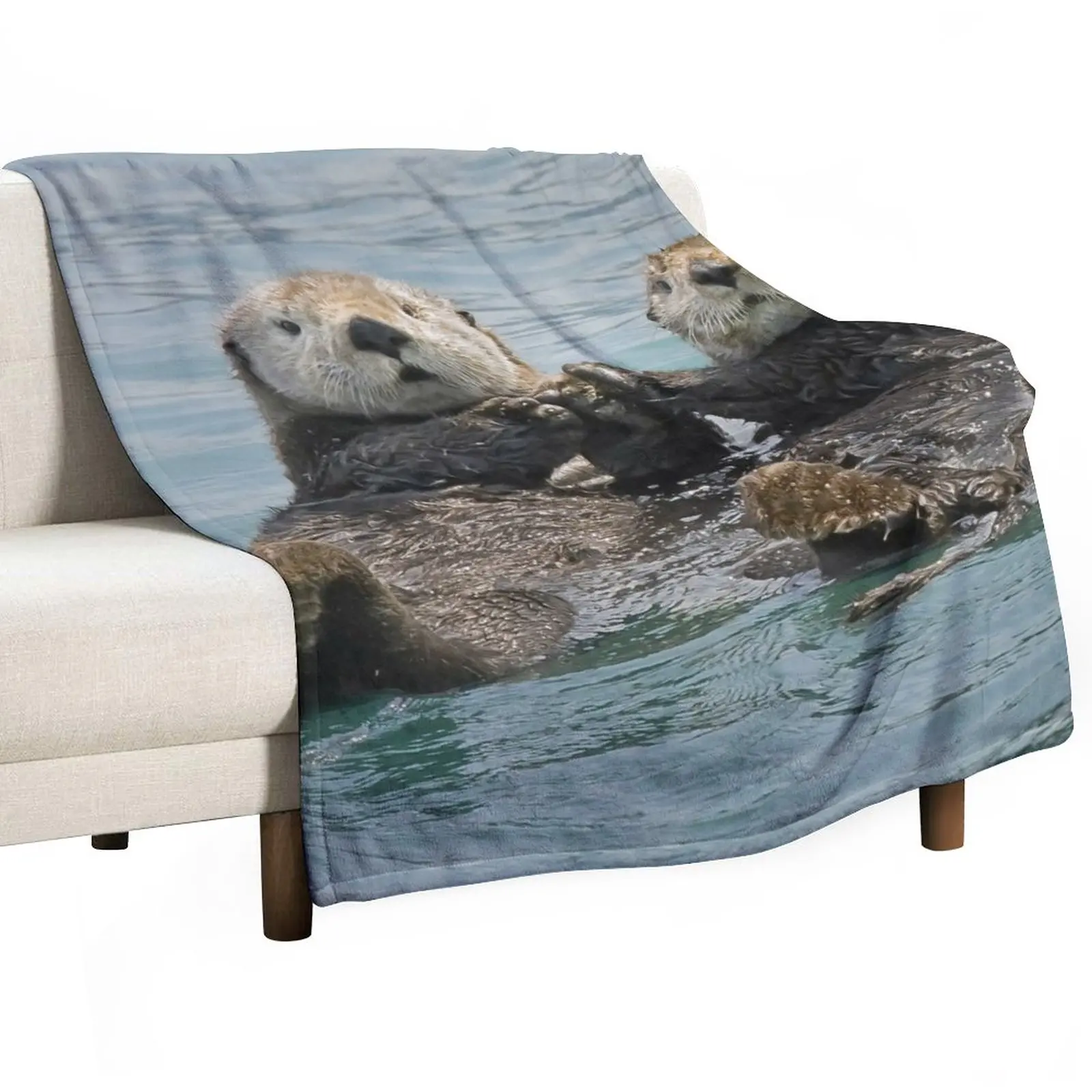 

Sea Otters Throw Blanket Blankets For Baby Flannel Fabric