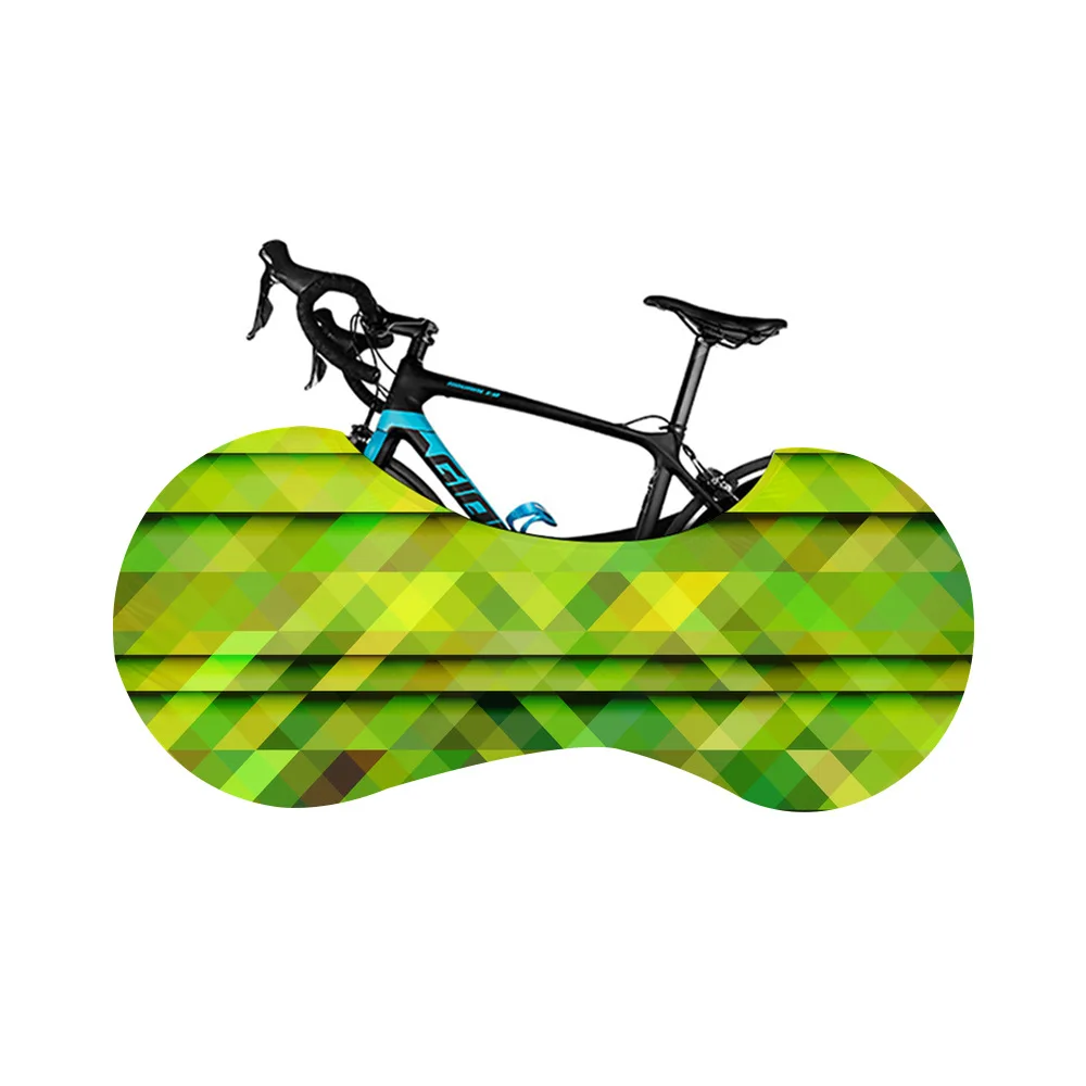 

Green Multilayer Geometry Print Bike Cover Indoor Bicycle Wheel Cover Dust-proof Storage Bag High Elastic Fabric Bike Protector
