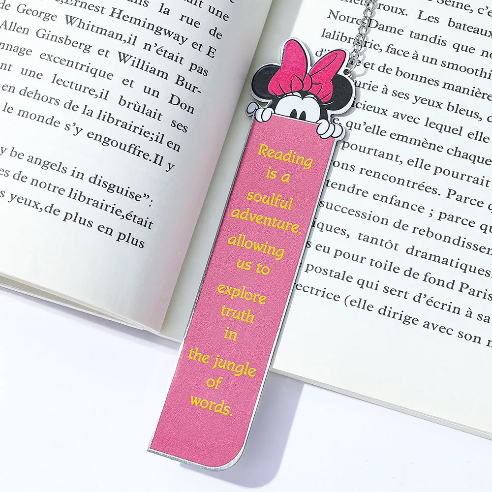 Metal bookmark stationery supplies for book lovers Mickey Minnie patterned text bookmark made of stainless steel