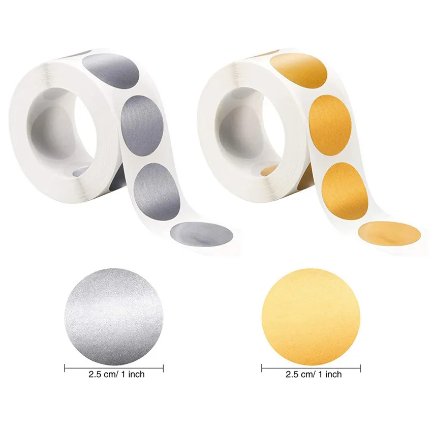 300pcs Gold / Silver Scratch Sticker DIY Ticket Party Game Scratch Lottery Decoration Toy Office Scrapbook Stationery Stickers