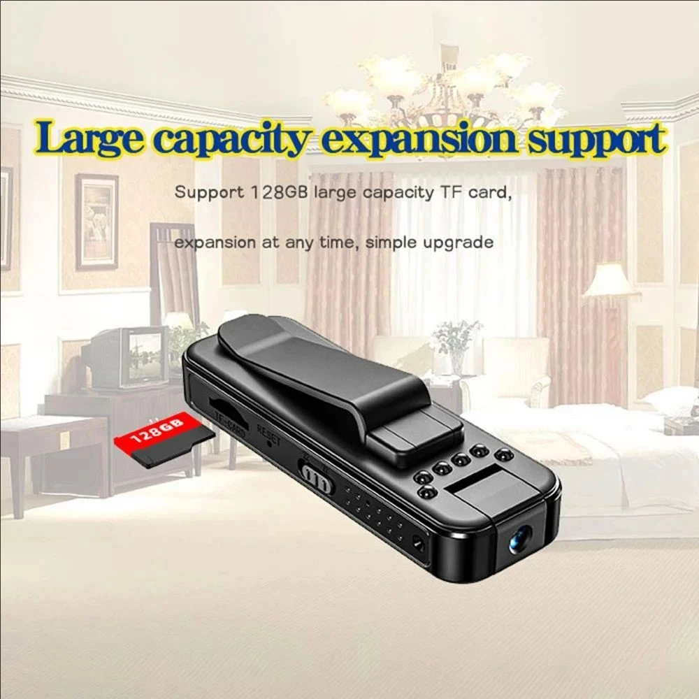 Mini camera illustrated next to charging cable