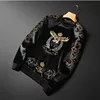 Winter plus velvet men's round neck casual suit fashion high-end embroidery crown eagle padded two-piece set 4