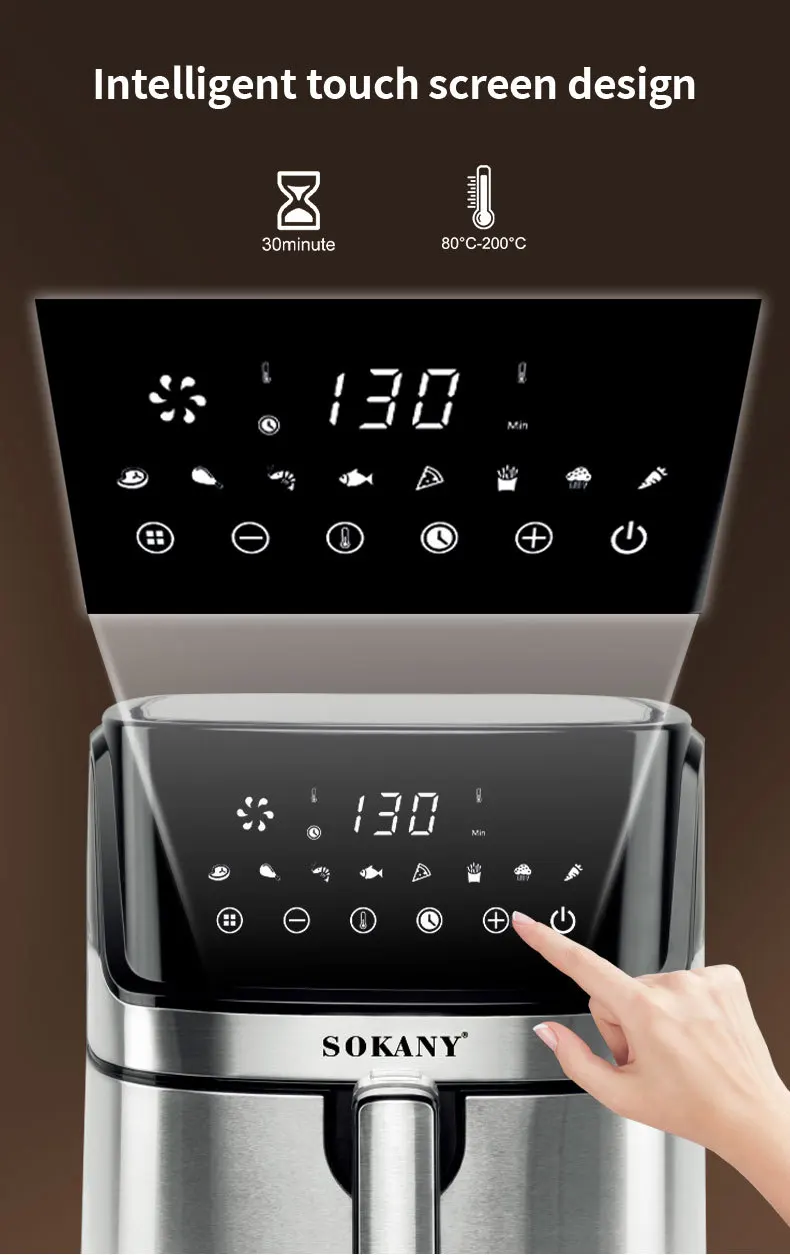 8L Electric Air Fryers Oil-Free Wifi Connection Automatic Household Kitchen 360°baking Convection Oven Deep Fryer for Easy Meals 4