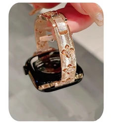 Elegant Gold Stainless Steel Bracelet Link Watch Band Strap - 42mm44mm45mm49mm (Rose gold)