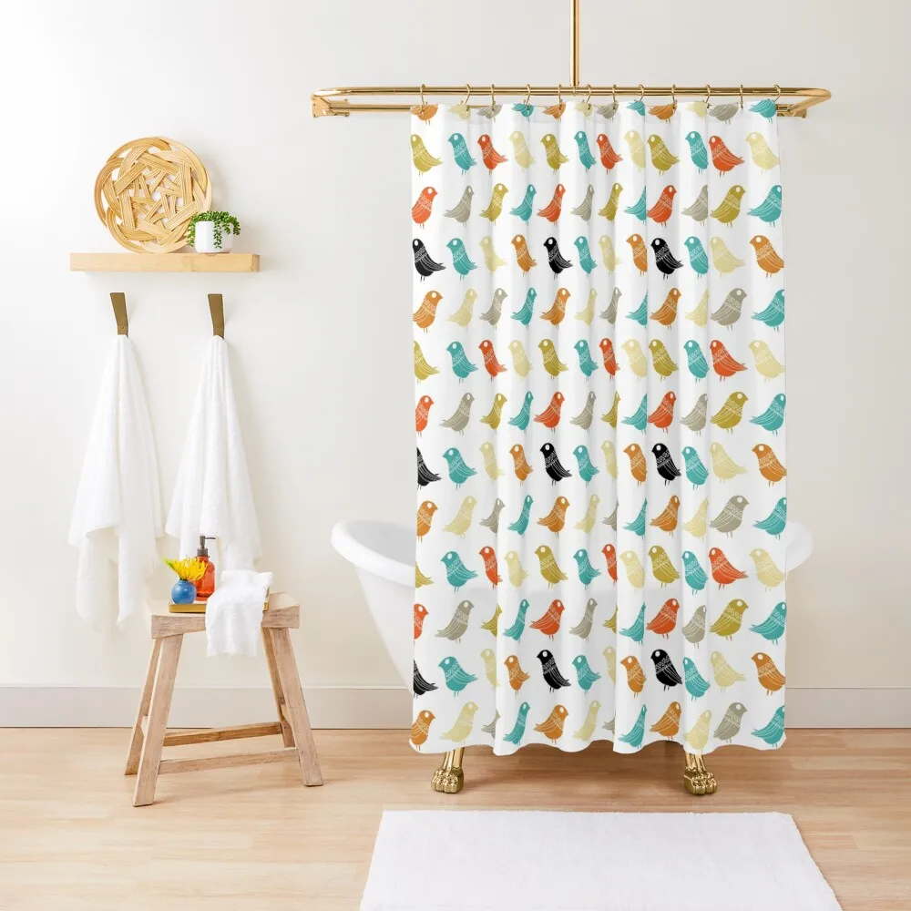 

Colorful Birds Mid Century Modern Pattern Shower Curtain Window Waterproof Bathroom Shower Shower For Bathroom Curtain