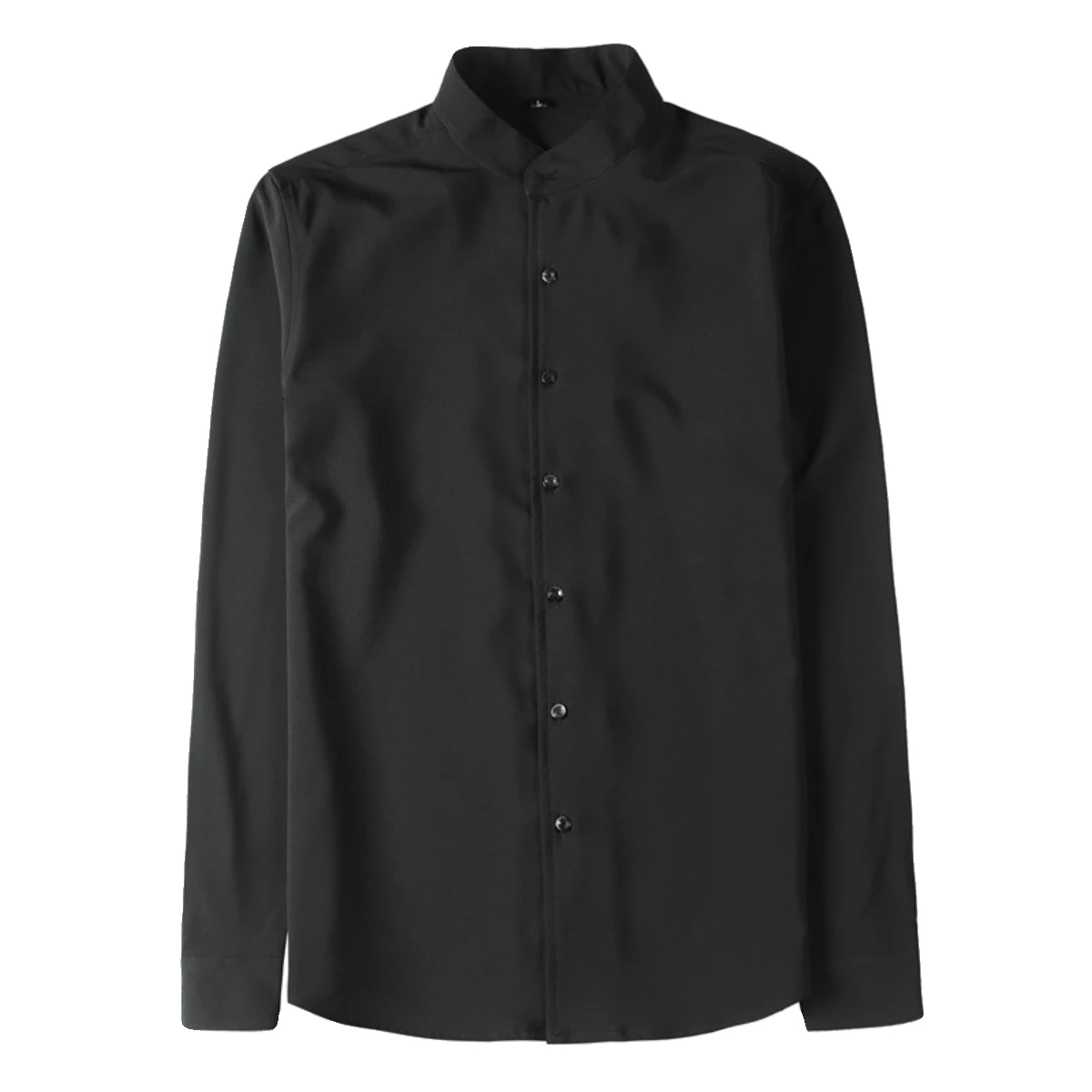 Men's Long Sleeve Shirt Stylish Chinese Stand Collar Business Shirts Casual Slim Fit Office Wear Social Shirt White Luxury 2024