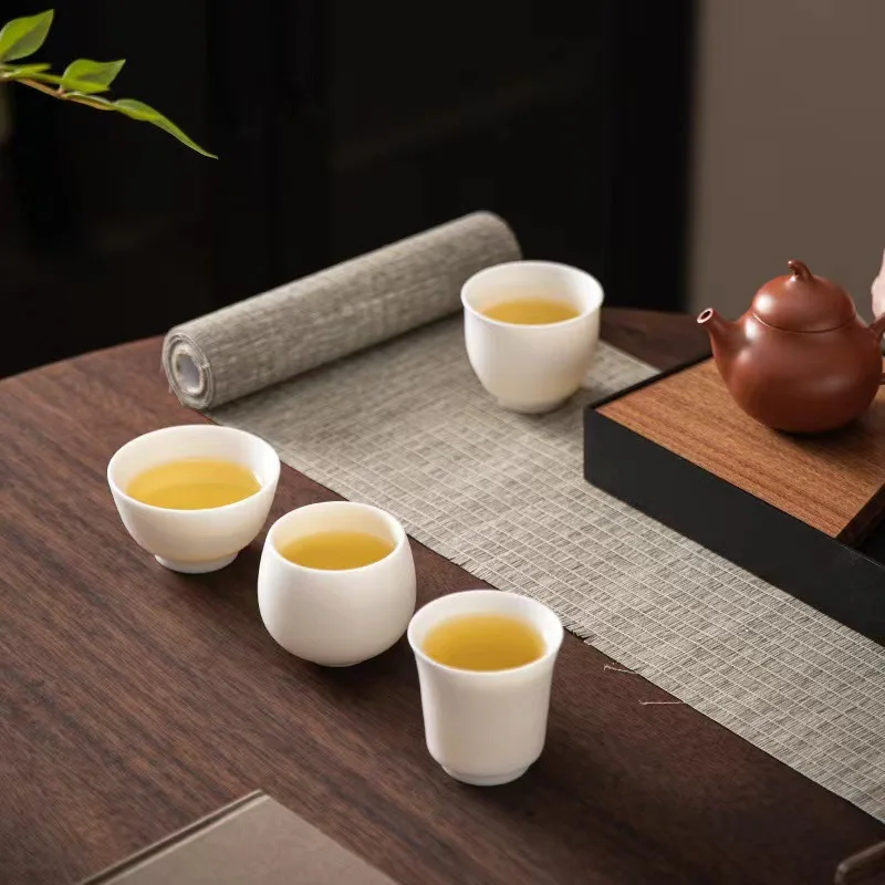 Plain Roast Mutton Fat Jade Small Teacup Dehua Kung Fu Tea Cup Teacup White Porcelain Master Cup Pure White Single