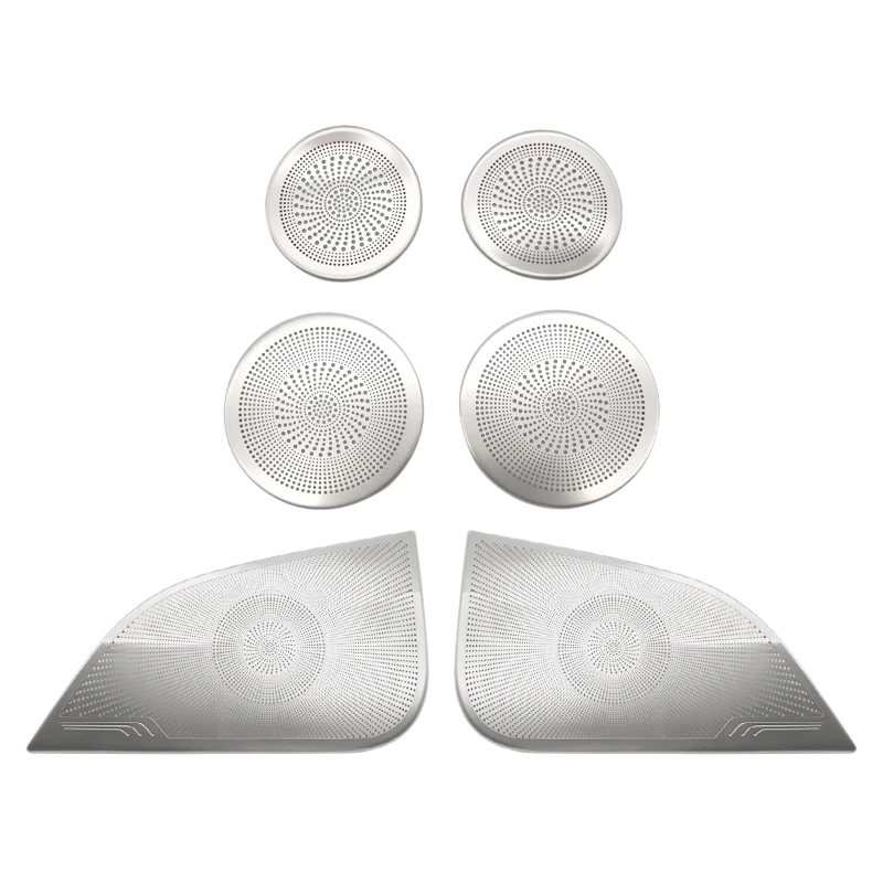 

Car Accessories Silver The Sound Bar Of The Stainless Steel Front Door Speaker Cover Trim For Tesla Model 3 2021