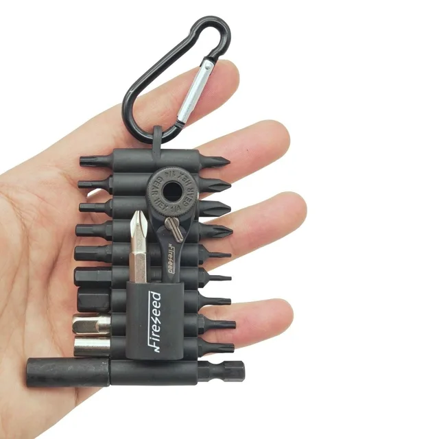 Jeu de clés à cliquet EDC à 60 dents, 21 pièces, support magnétique et embouts de 1/4 ", adaptateur de précision de 4 mm, portable avec mousqueton 1