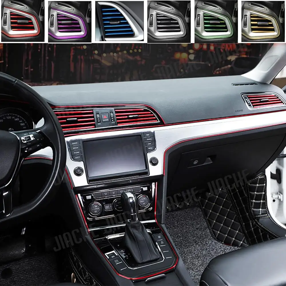 10pcs/set 20cm Universal Car Air Conditioner Vent Outlet Trim Strips U Shape Chrome Colorful Shiny Car Trim Strips Decoration car accessories