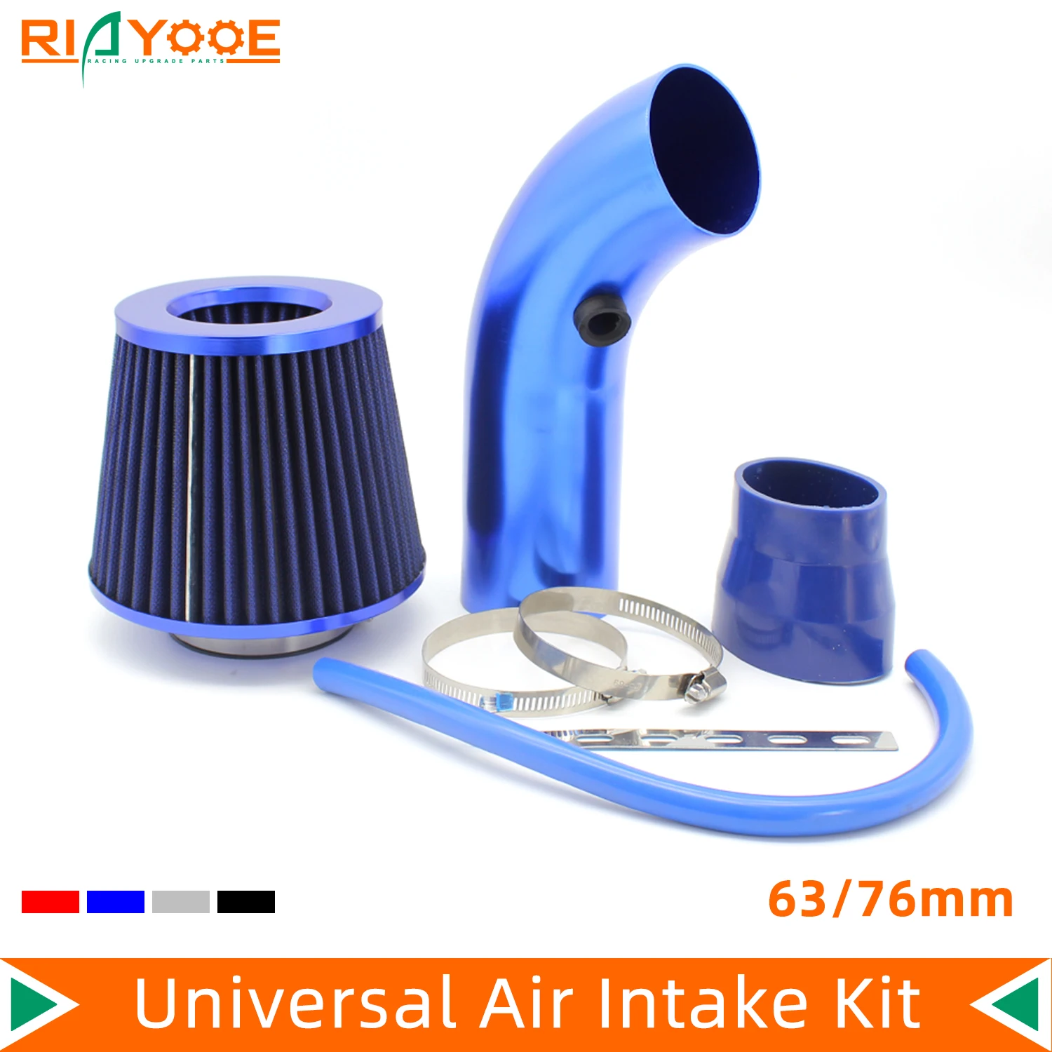 

Car Cold Air Intake System Kit with 3inch 76mm High Flow Open Air Filter Universal Racing DIY Aluminum Tube Pipe