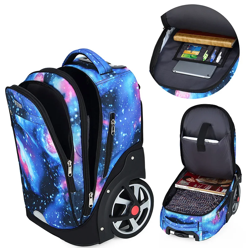 School Trolley Backpacks bags for Teenagers large Wheels Travel Wheeled backpack bag On wheels Children School Rolling Backpack 5