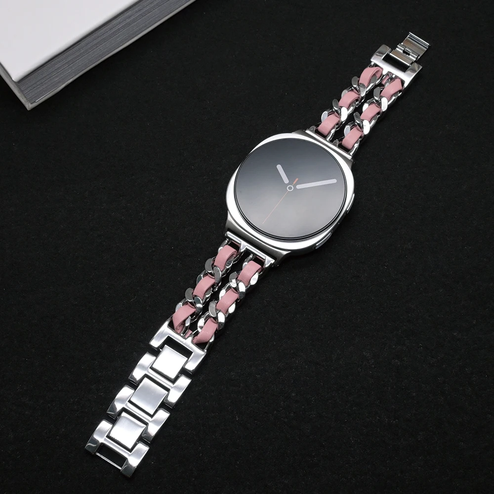 Luxury Stainless Steel and Leather Bracelet Wristband - Premium Metal Strap