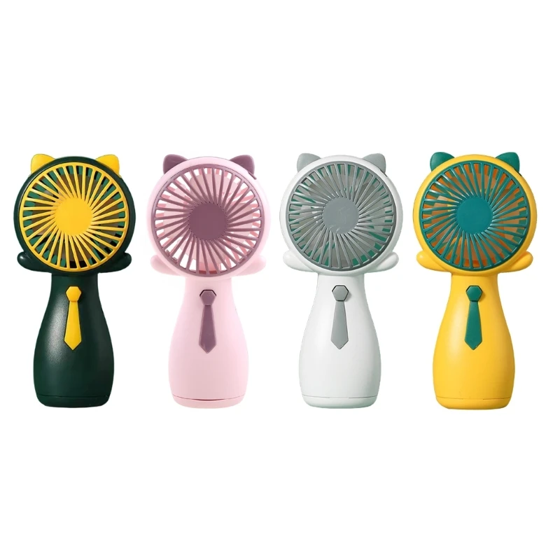 

W8KC Portable USB Table Fan Cartoon for Cat Handheld Fan Outdoor Cooling Fan Summer Gift for Friends Family Kids
