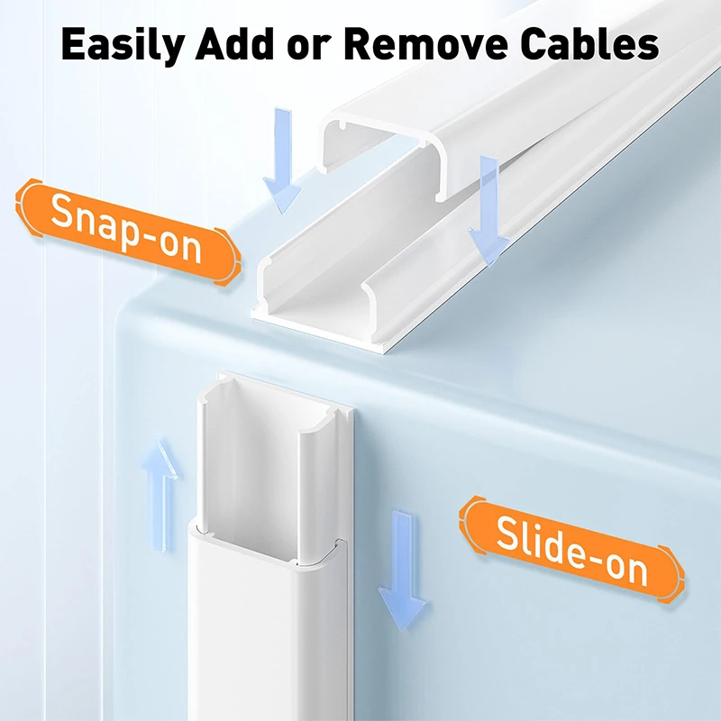 4pcs Wire Covers for 2 Cords, 68in Wire Hider on Wall Mounted, White Cord Cover Kit, Cable Cover Cable Concealer for Extension