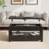 Coffee Table Lift Top, Drawers and Hidden Compartment, Coffee Table Dining Table for Living Room, Home Office,Black 2