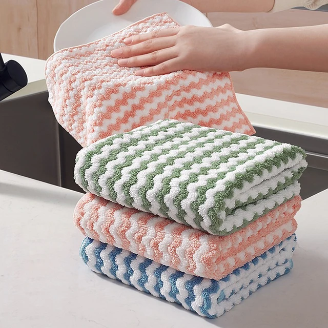 Thick Kitchen Towel Dishcloth Household Kitchen Rags Gadget Microfiber  Non-stick Oil Table Cleaning Wipe Cloth