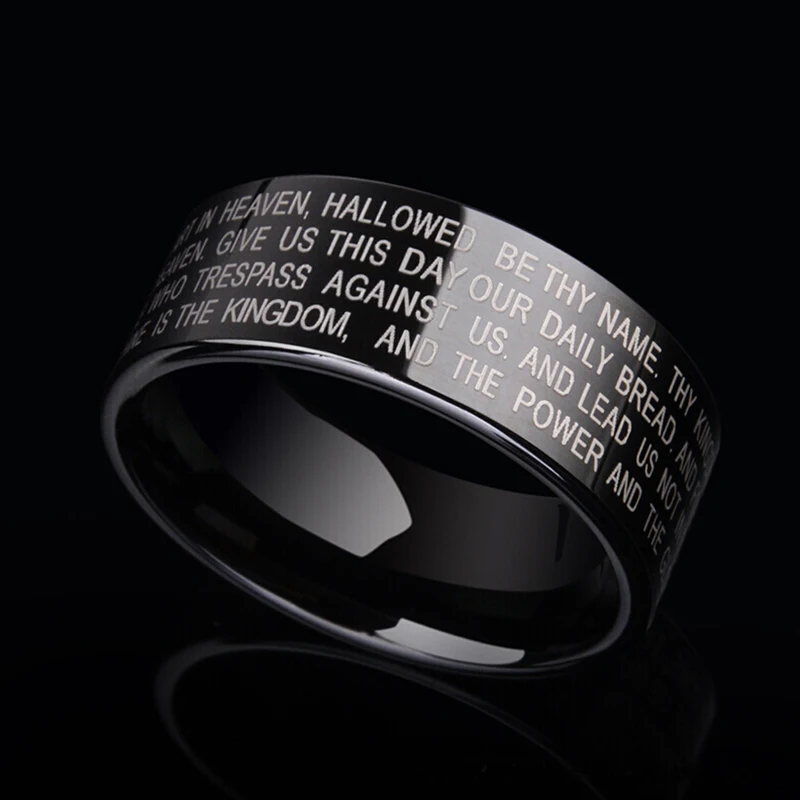 MANGO sky Stainless Steel Jesus Cross Ring Letter Bible Prayer Finger Rings For Men Women cross rings stainless steel rings finger rings metal rings
