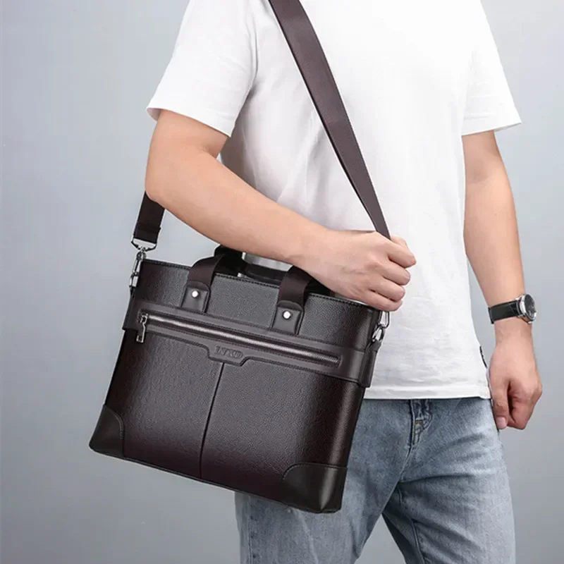 Men's PU Leather Briefcase, Waterproof Anti-Theft Laptop Bag for Business, Office & Travel - Document Organizer Shoulder Bag 패키지