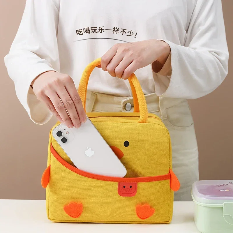 

New Cartoon Lunch Bag Women Kawaii Duck Thick Thermal Food Storage Bags Children Large Capacity Insulated Food Bags Handbags