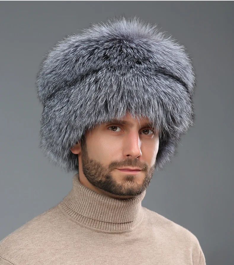 2024 Unisex Real Fox Fur Beanies Hat Mongolian Hat Unique