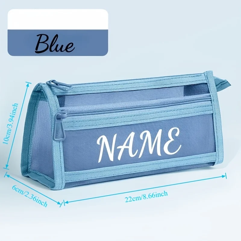 Personalized Transparent Grid-Design Pencil Case - Random Styles, Essential for Exams & Student Stationery