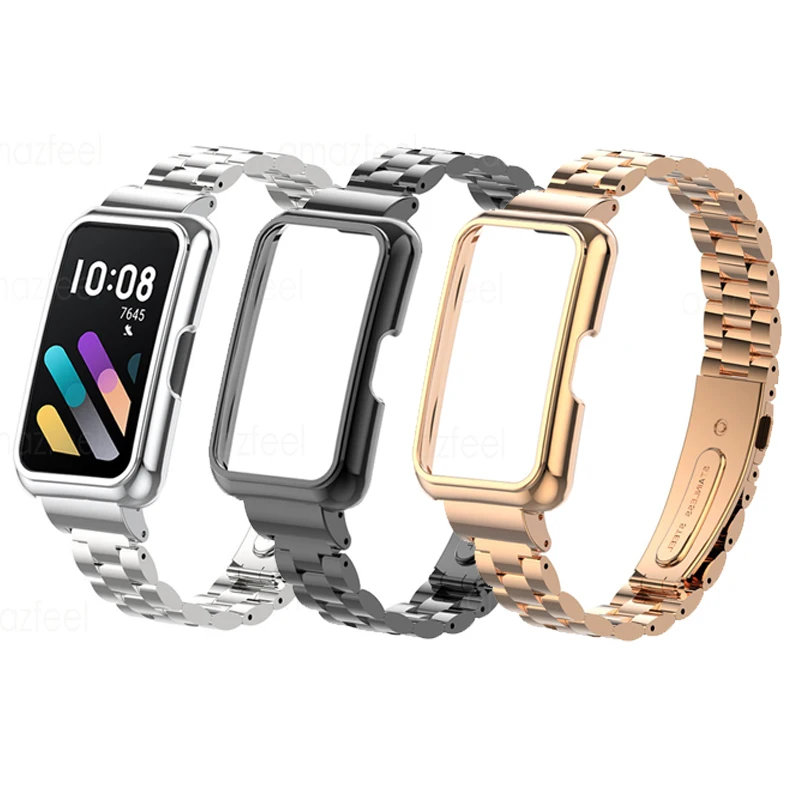 

Stainless Steel Watch Band Case Protector For Honor Band 7 6 Smart Band Accessories Metal Strap For Huawei Band 7 6 Cover Frame
