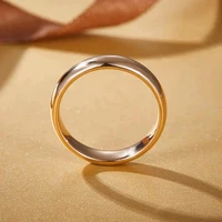 Non-Fading Fine 4mm Round 18K Golden Ring Women's Men's Simple Wedding Band Lover's Couple's Gift Jewelry 2