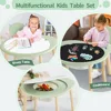 Kids Table and Chairs Set, Kids Wooden Play Table with 2 Chairs, Kids Round Table for Toddlers, Suitable for Bedroom, Playroom 6