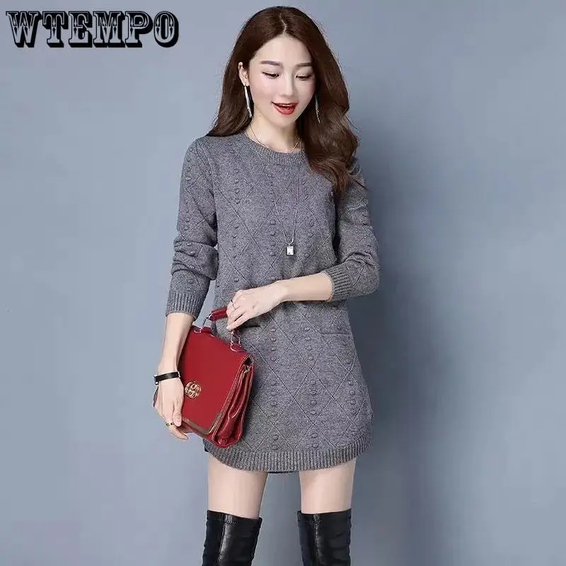 Women\'s Sweaters Long O-Neck Knitted Sweaters Pullover  Sweater Knitted Tops Warm Thick Winter Female Tops Drop Shipping