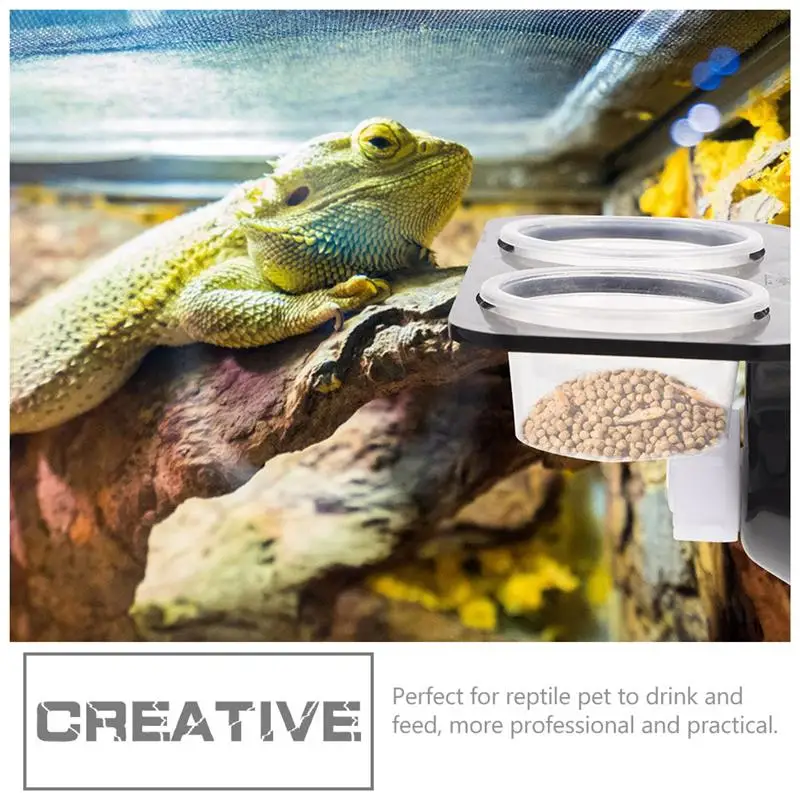 Reptile Feed Bowls Reptile Bowl Water Feeder Food Feeding Gecko Dish Lizard Ledge Cup Basin Turtle Container Supplies Stable Feeders Worm Tank reptile feed bowls