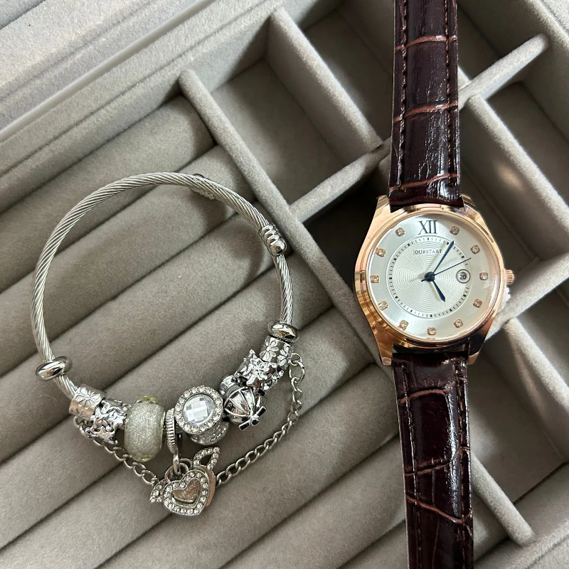 Fashion Women's Watch Sun Pattern Calendar Water Diamond Belt Quartz Inlaid Diamond Watch