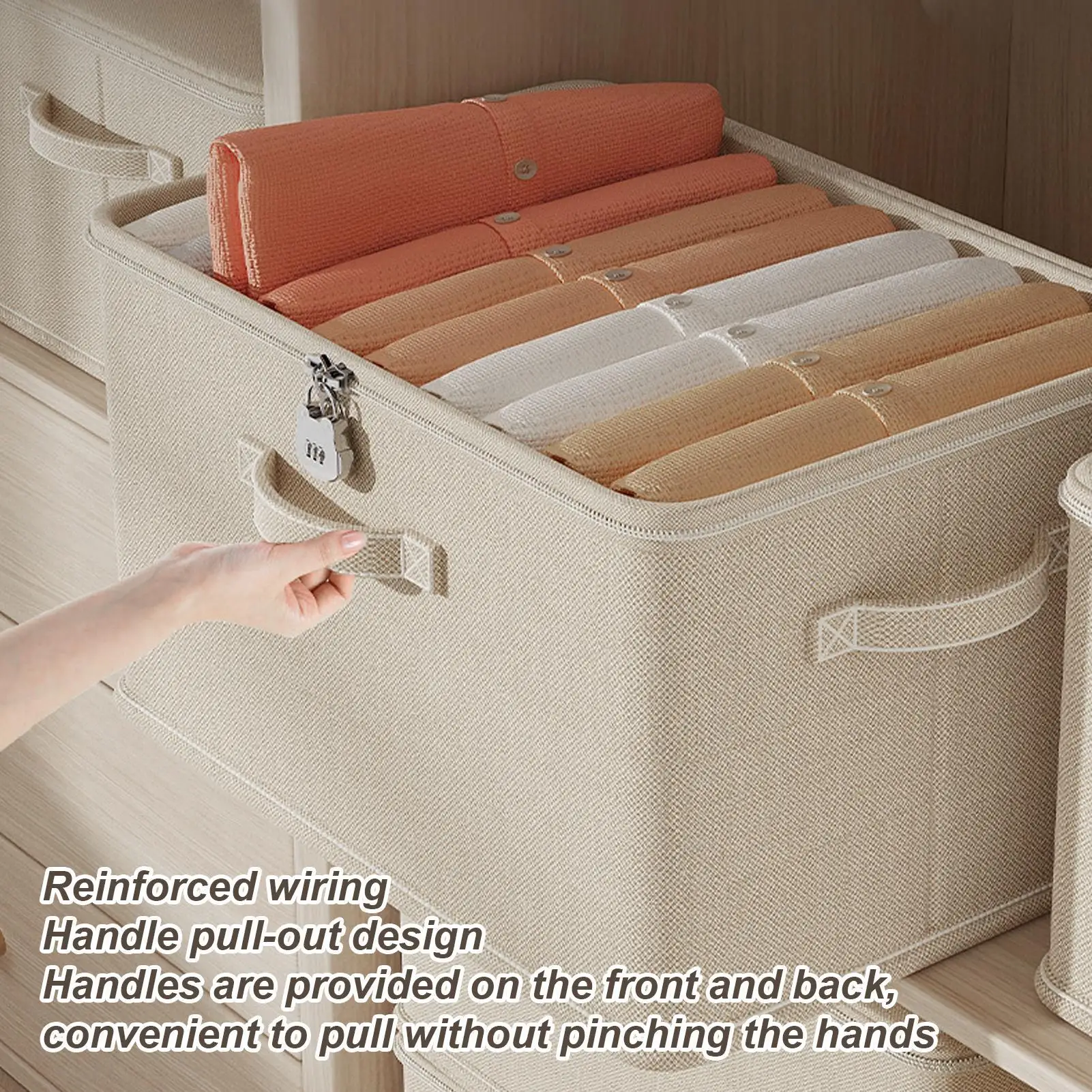Lockable Storage Box Used for Organizing Jeans Clothes Blankets Toys in Wardrobes Foldable Password Storage Box Storage Cabinets - 3