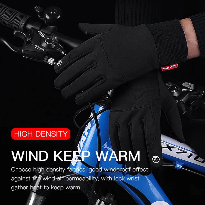 Outdoor Sports Autumn Winter Cycling Gloves Men Splash Proof Warm Windproof Touchscreen Anti-slip Motorbike Gloves Men