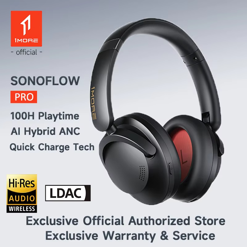 Original 1MORE SonoFlow ( Pro) HQ51 Wireless Headphone 100H Playtime Quick Charge Bluetooth Active Noise Cancelling Hi-Res Audio