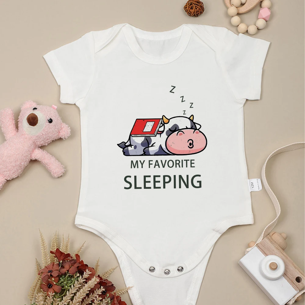 

My Favorite Sleeping Cute Baby Boy Girl Clothes Cartoon Animal Fashion Newborn Onesie Pajamas Summer Cotton High Quality Romper