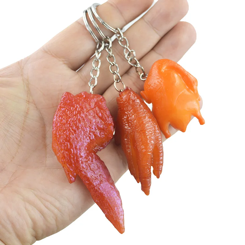 Creative simulation food key chain PVC model Gift Soft glue fake braised pork belly pork trotter roast chicken pendant 5