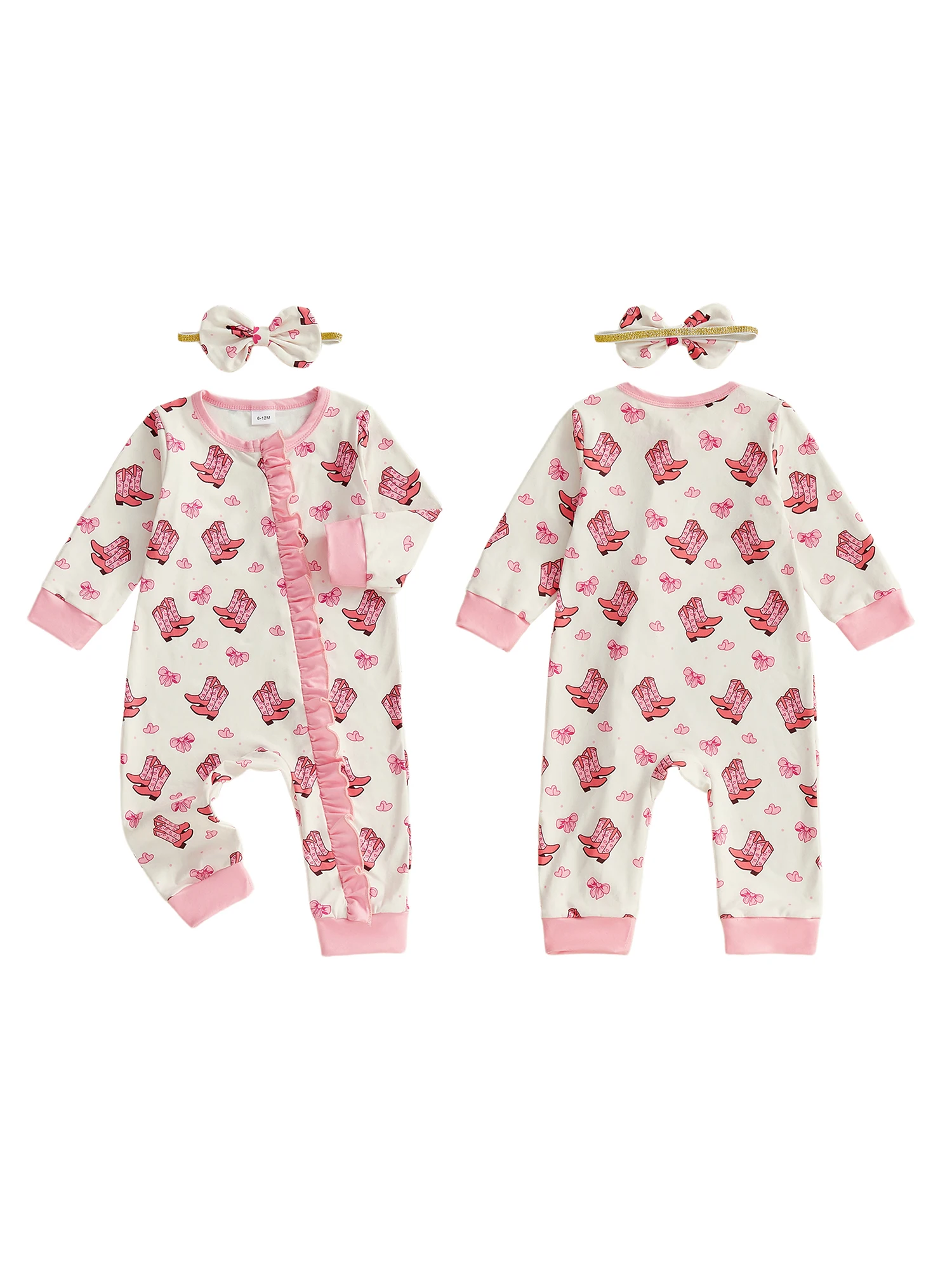 Adorable Infant Cowgirl  with Cute Bow Detail and Matching Headband for Little Western Princesses