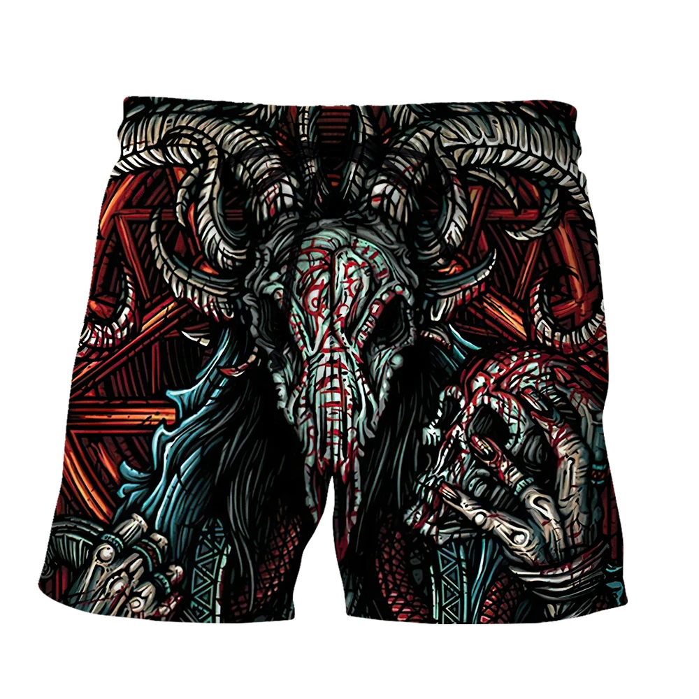 SONSPEE Horror Region Abyss Demon Satan Shorts Cool Novel Design Custom Panties Hip Hop Personality Sports Fitness Short Pants
