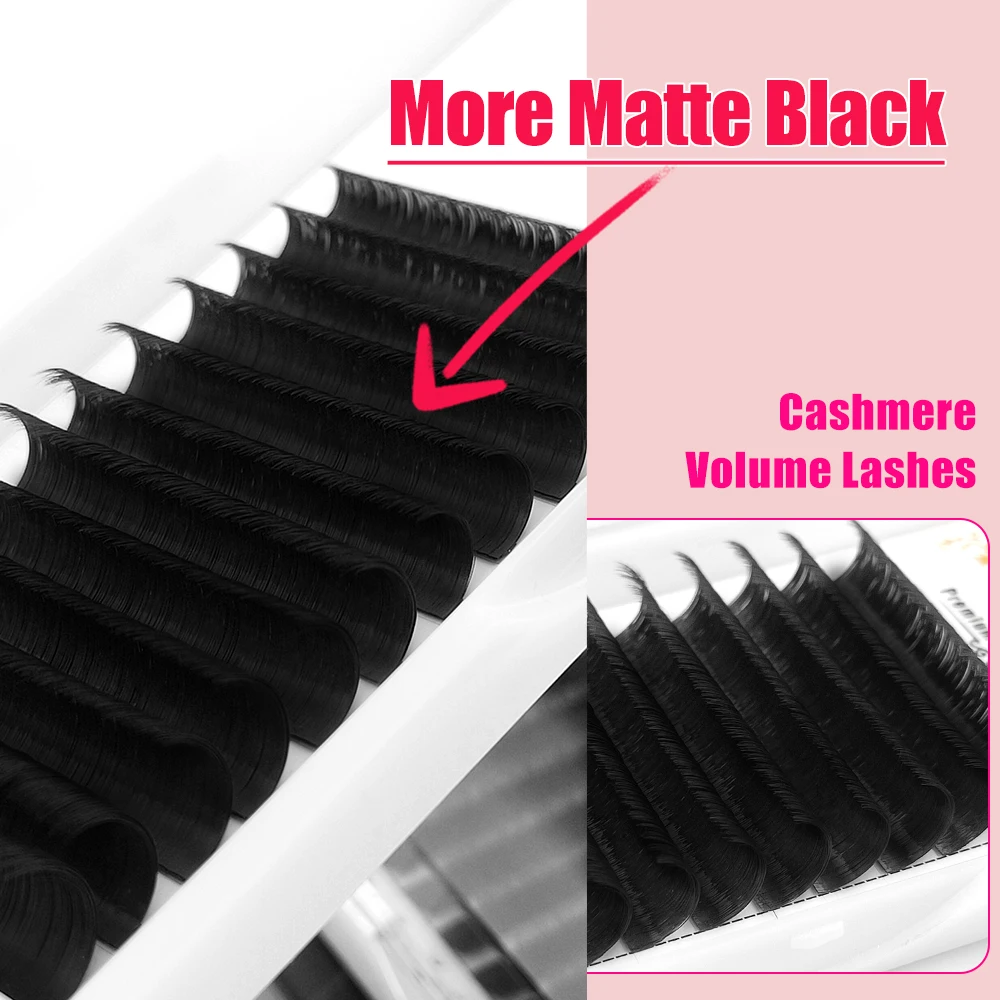 Abonnie 0.03-0.10mm Matte Dark Black Easy Fan ciglia estensione del Volume Mega ciglia ventole in fiore estensione ciglia Cilios