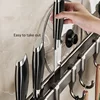 Kitchen Storage Rack Non-perforated shelves Wall Mounted with Movable hook Spoon Holder Organizer Kitchen Utensil Accessories 3