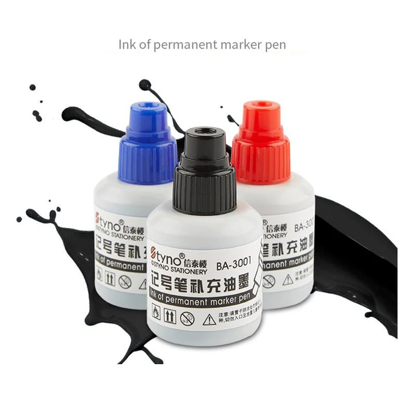 Permanent Marker Pen Refill Ink Oil -base Marker Pens Black Blue Red Capacity 20 ml  for Plastic Wood Metal Leather Glass 1