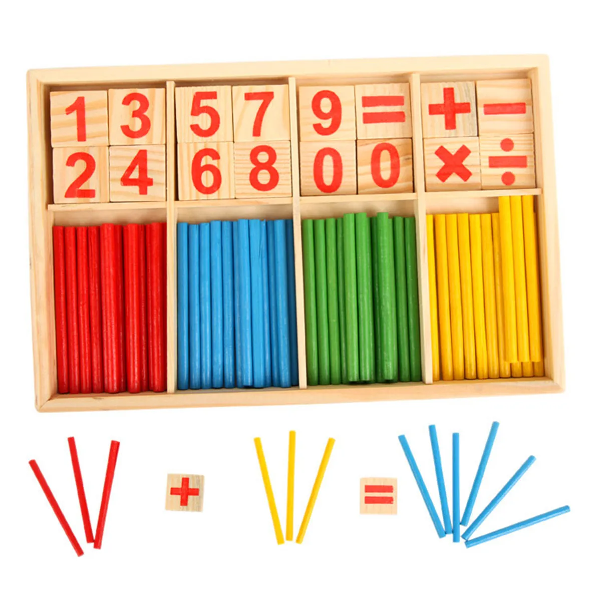 Wooden Counting Sticks Calculate Learning Box Mathematics Teaching Aids for Early Childhood Education Digital Puzzle Toys